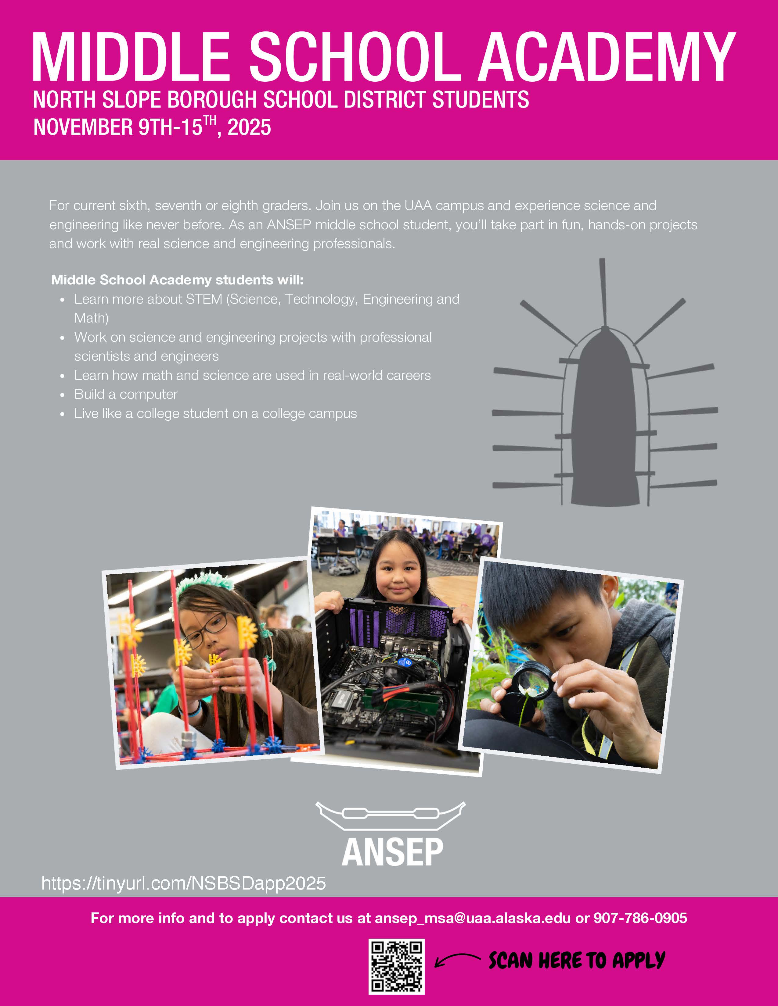 Flyer announcing Registration for ANSEP Academy, November 9-15
